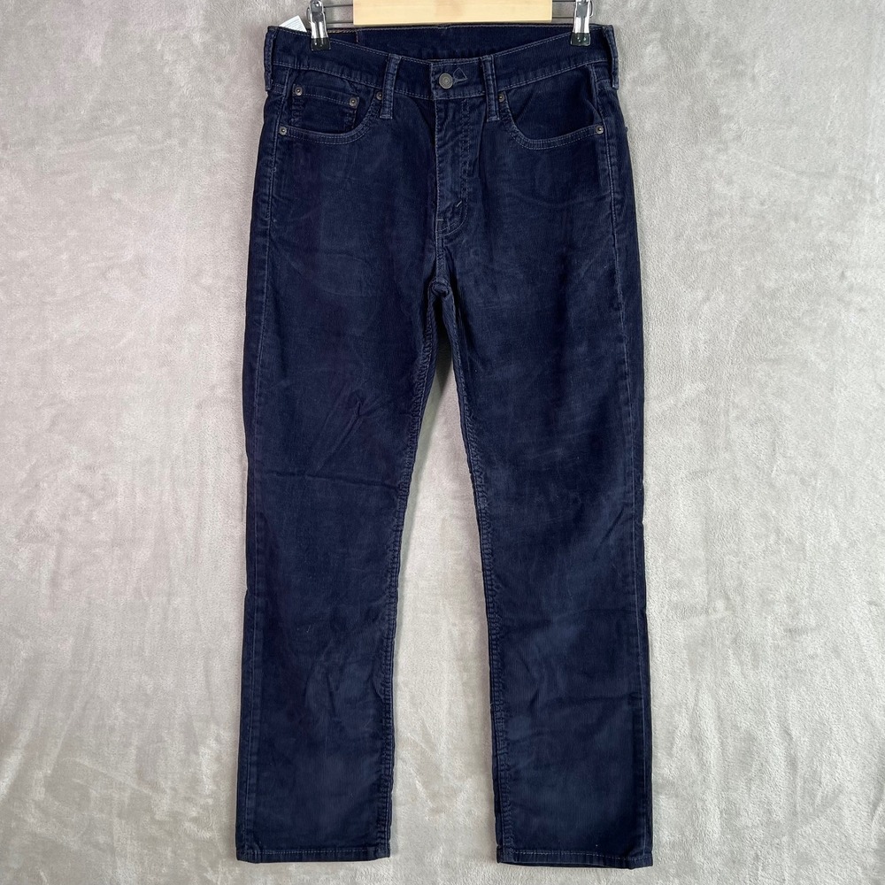 Levi's 514 Pants Mens 30x30 Dark Navy Blue Straight Fit Corduroy Y2K White Tab